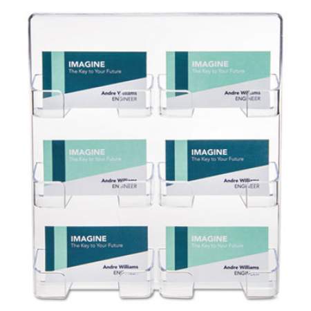 deflecto 6-Pocket Business Card Holder, Holds 480 Cards, 8.5 x 1.63 x 9.75, Plastic, Clear (70601)