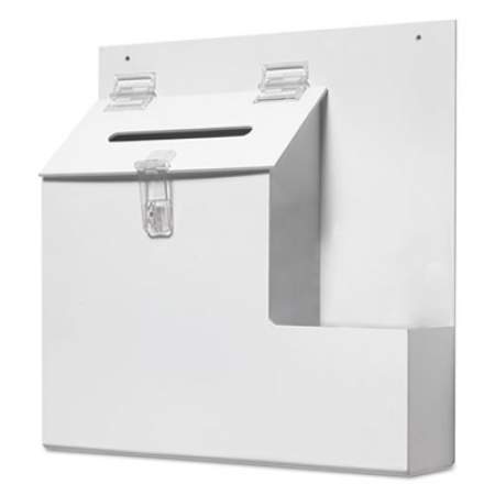 deflecto Suggestion Box Literature Holder with Locking Top, 13.75 x 3.63 x 13.94, Plastic, White (79803)