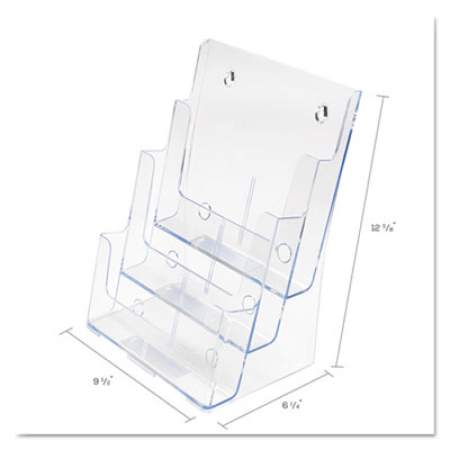 deflecto 3-Compartment DocuHolder, Magazine Size, 9.5w x 6.25d x 12.63, Clear (77301)