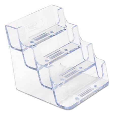 deflecto 4-Pocket Business Card Holder, Holds 200 Cards, 3.94 x 3.5 x 3.75, Plastic, Clear (70841)