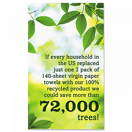 100% Recycled Paper Kitchen Towel Rolls, 2-Ply, 11 x 5.4, 140 Sheets/Roll, 6 Rolls/Pack (13731PK)