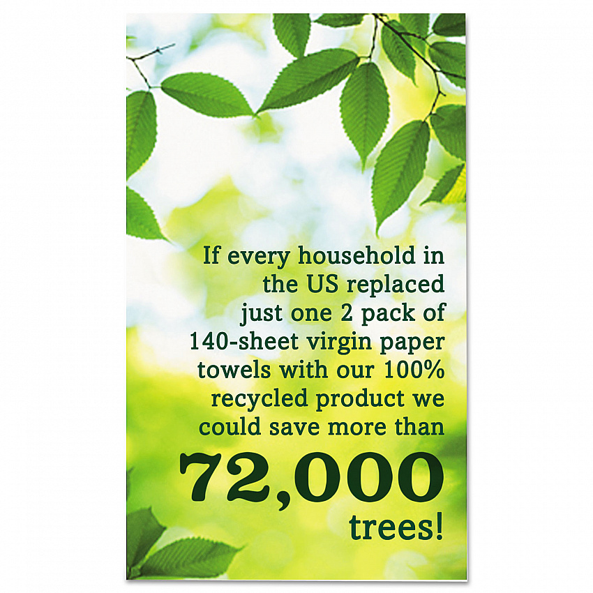 100% Recycled Paper Kitchen Towel Rolls, 2-Ply, 11 x 5.4, 156 Sheets/Roll, 24 Rolls/Carton (13722)