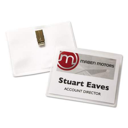 Avery Clip-Style Name Badge Holder with Laser/Inkjet Insert, Top Load, 4 x 3, White, 40/Box (5384)