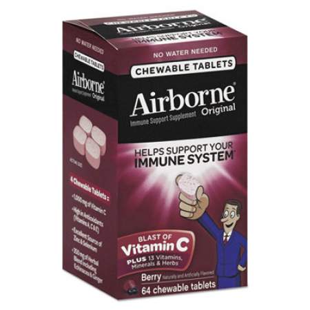 Airborne Immune Support Chewable Tablet, Berry, 64 Count (18630)
