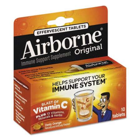 Airborne Immune Support Effervescent Tablet, Zesty Orange, 10/Box, 72 Box/Carton (30004CT)