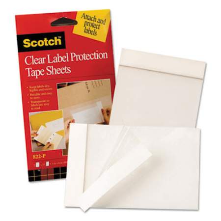 ScotchPad Label Protection Tape Sheets, 4" x 6", Clear, 25/Pad, 2 Pads/Pack (822P)