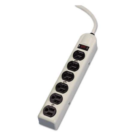 Fellowes Six-Outlet Metal Power Strip, 120V, 6 ft Cord, 12.19 x 2.5 x 1.38, Platinum (99027)