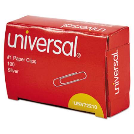 Universal Paper Clips, Small (No. 1), Silver, 100 Clips/Box, 10 Boxes/Pack, 12 Packs/Carton (72210CT)