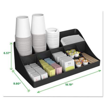 Mind Reader 11-Compartment Coffee Condiment Organizer, 18 1/4 x 6 5/8 x 9 7/8, Black (COMORGBLK)