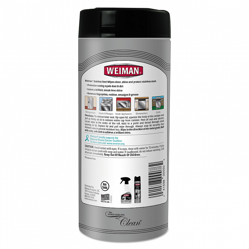 Stainless Steel Wipes, 1-Ply, 7 x 8, White, 30/Canister, 4 Canisters/Carton (92CT)