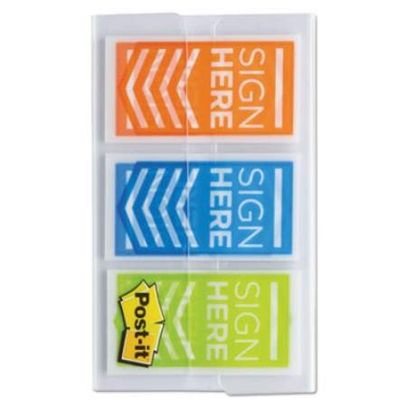 Post-it Flags Arrow Message 1" Page Flags, "Sign Here", Blue/Lime/Orange, 60/Pack (682SHOBL)