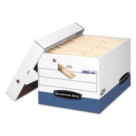 Bankers Box PRESTO Ergonomic Design Storage Boxes, Letter/Legal Files, 12.88" x 16.5" x 10.38", White/Blue, 12/Carton (0063601)