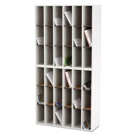 Safco Wood Mail Sorter with Adjustable Dividers, Stackable, 18 Compartments, Gray (7765GR)