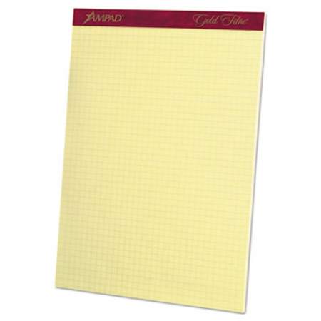 Ampad Gold Fibre Canary Quadrille Pads, Stapled with Perforated Sheets, Quadrille Rule (4 sq/in), 50 Canary 8.5 x 11.75 Sheets (22143)