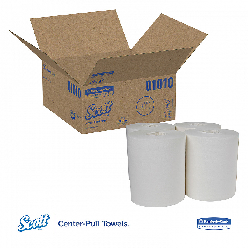 Essential Center-Pull Towels, Absorbency Pockets, 2-Ply, 8 x 15, White, 500/Roll, 4 Rolls/Carton (01010)