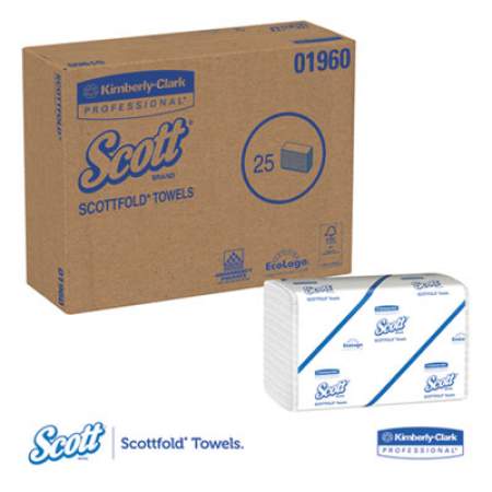 Pro Scottfold Towels, 7 4/5 x 12 2/5, White, 175 Towels/Pack, 25 Packs/Carton (01960)