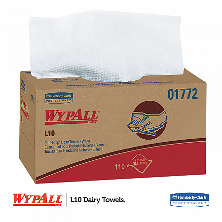 L10 SANI-PREP Dairy Towels, POP-UP Box, 1-Ply,  9 x 10.5, White, 110/Pack, 18 Packs/Carton (01772)