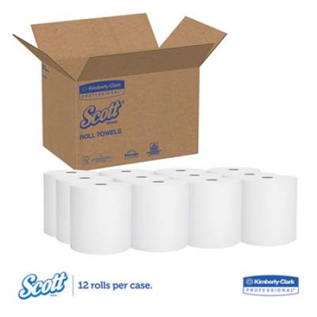 Scott Essential Hard Roll Towel, 1.5" Core, 8 x 400ft, White, 12 Rolls/Carton (02068)
