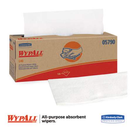 WypAll L40 Towels, POP-UP Box, White, 16 2/5 x 9 4/5, 100/Box, 9 Boxes/Carton (05790)