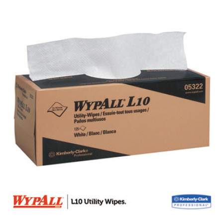 WypAll L10 Towels POP-UP Box, 1Ply, 12x10 1/4, White, 125/Box, 18 Boxes/Carton (05322)