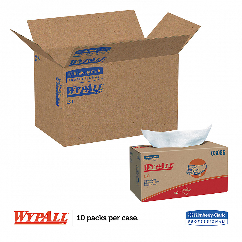 L30 Towels, POP-UP Box, 10 x 9.8, White, 120/Box, 10 Boxes/Carton (03086)