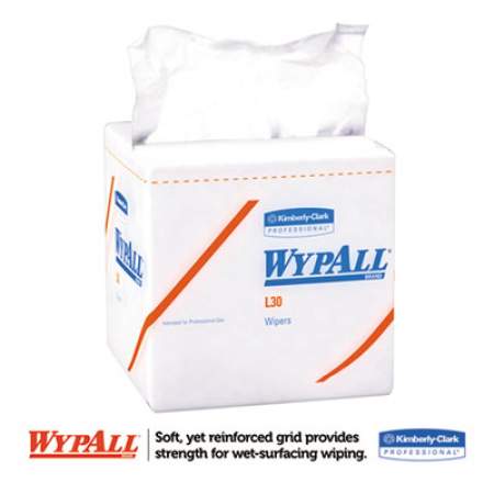 WypAll L30 Towels, Quarter Fold, 12 1/2 x 12, 90/Polypack, 12 Polypacks/Carton (05812)