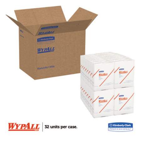 WypAll X50 Cloths, 1/4 Fold, 10 x 12 1/2, White, 26/Pack, 32 Packs/Carton (35025)