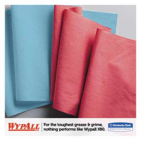 WypAll X80 Cloths with HYDROKNIT, Jumbo Roll, 12 1/2 x 13 2/5, Blue, 475/Roll (41043)