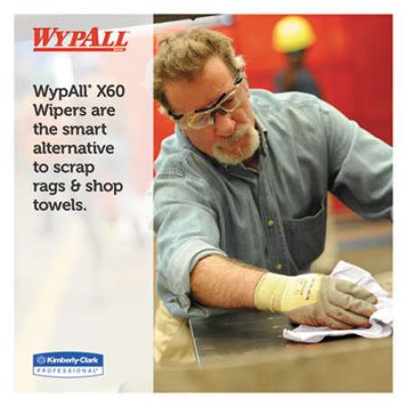 WypAll X60 Cloths, 1/4 Fold, 11 x 23, White, 100/Box, 9/Carton (34770)