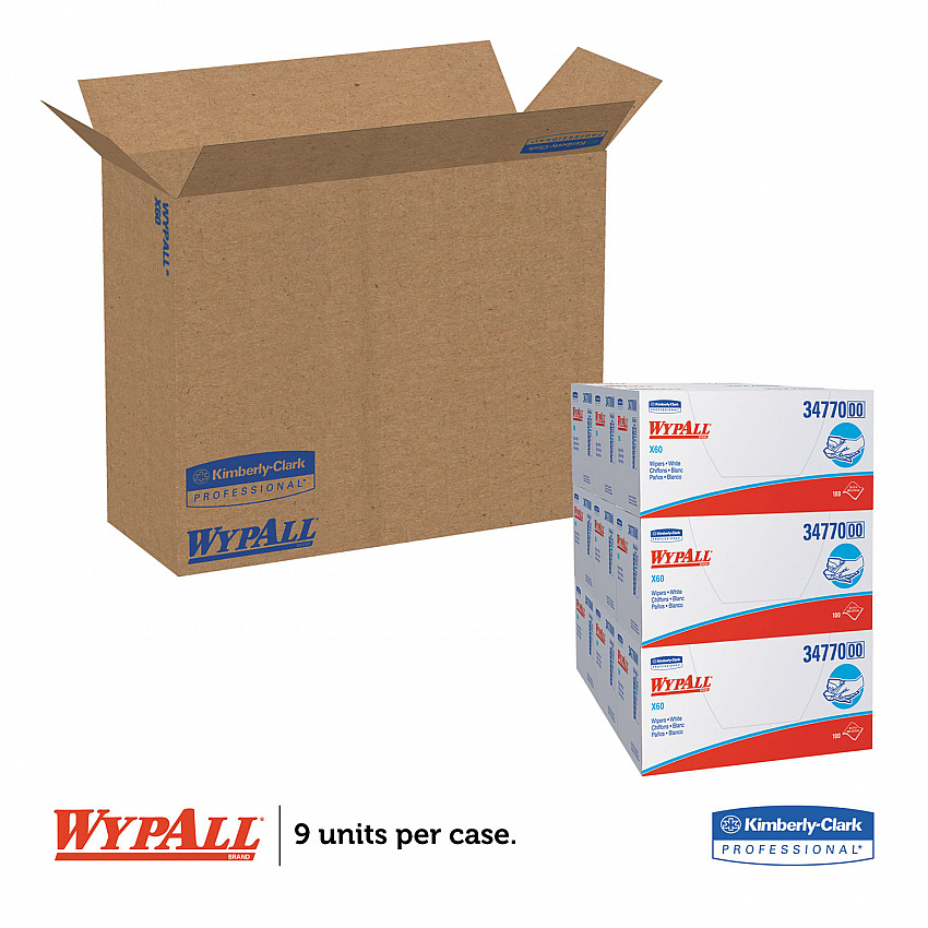 General Clean X60 Cloths, 1/4 Fold, 11 x 23, White, 100/Box, 9 Boxes/Carton (34770)