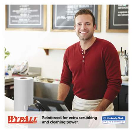 WypAll X60 Cloths, Small Roll, 19 3/5 x 13 2/5, White, 130/RL, 6 RL/CT (35421)