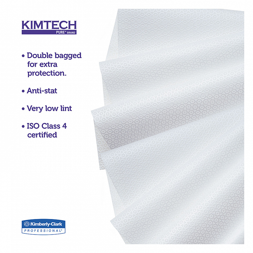 W4 Critical Task Wipers, Flat Double Bag, 12 x 12, Unscented, White, 100/Bag, 5 Bags/Carton (33330)