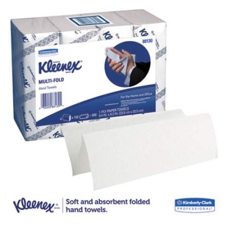 Kleenex Multi-Fold Paper Towels,(4) 4pk Bundles, 9 1/5x9 2/5, White, 150/pack, 16/carton (88130CT)
