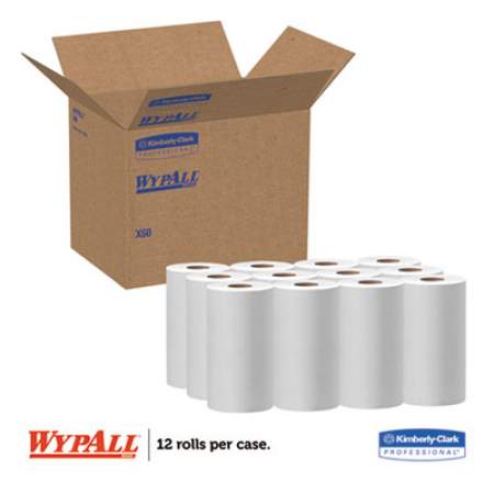 WypAll X60 Cloths, Small Roll, 9 4/5 x 13 2/5, White, 130/Roll, 12 Rolls/Carton (35401)