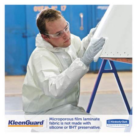 KleenGuard A35 Liquid and Particle Protection Coveralls, Zipper Front, Hooded, Elastic Wrists and Ankles, X-Large, White, 25/Carton (38939)