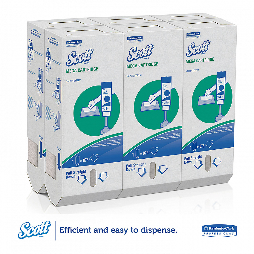 MegaCartridge Napkins, 1-Ply, 8.4 x 6.5, White, 875/Pack, 6 Packs/Carton (98908)