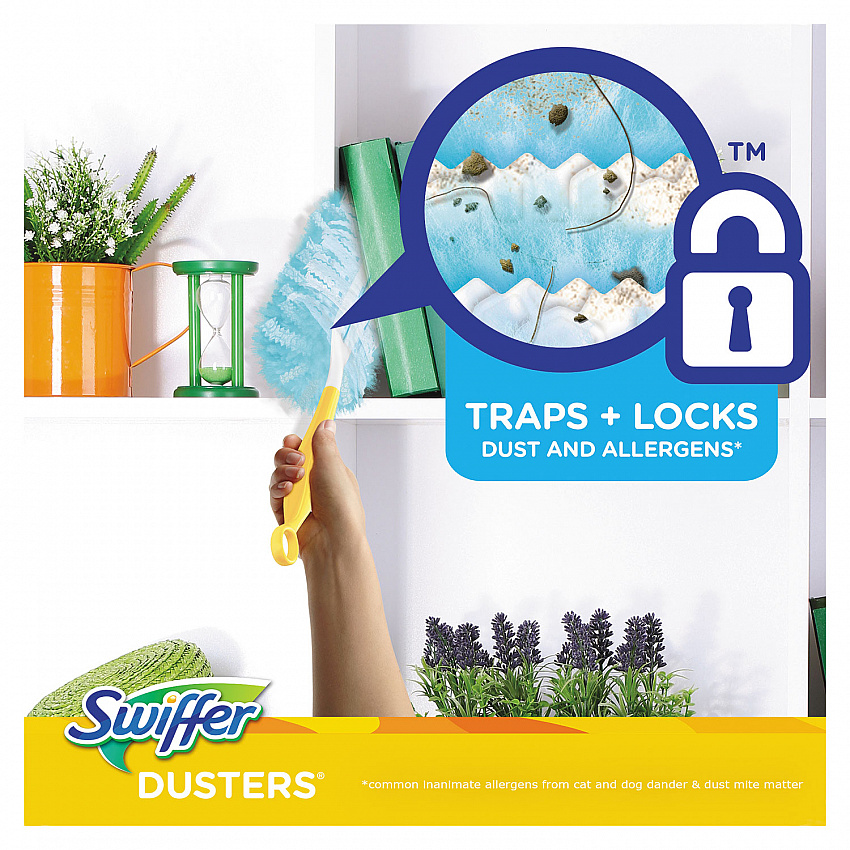 Dusters Refill, Dust Lock Fiber, Unscented, Light Blue, 10/Box (21459BX)