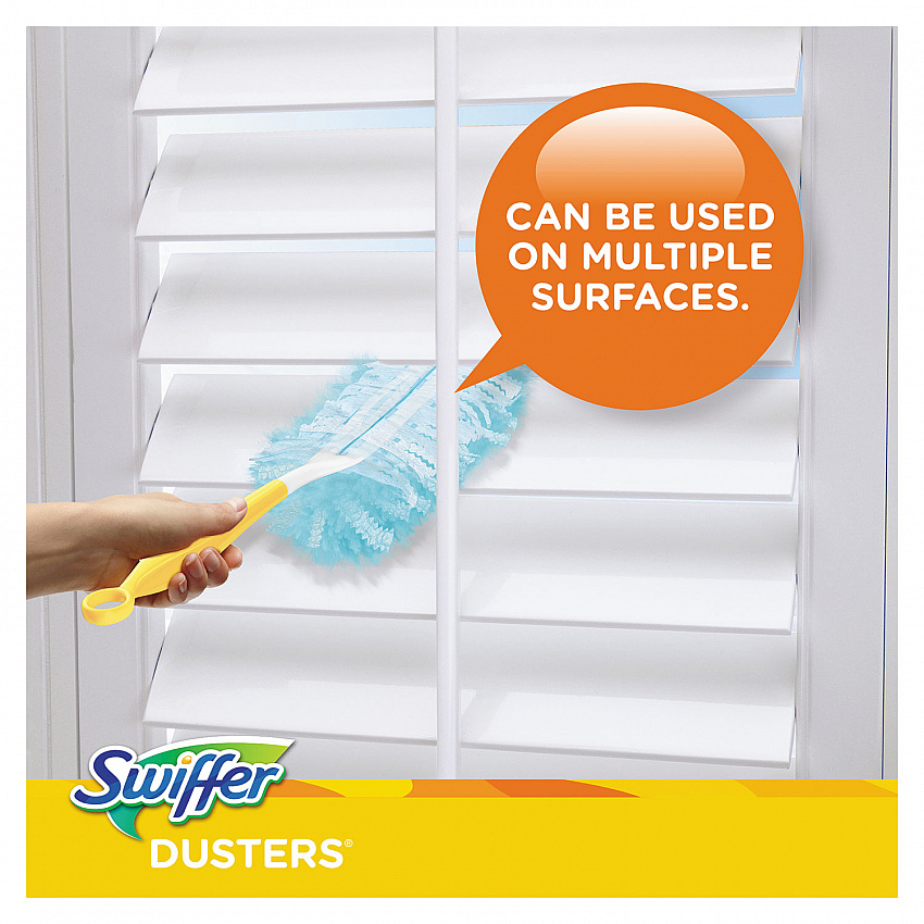 Dusters Starter Kit, Dust Lock Fiber, 6" Handle with Five Refill Dusters, Blue/Yellow (11804KT)