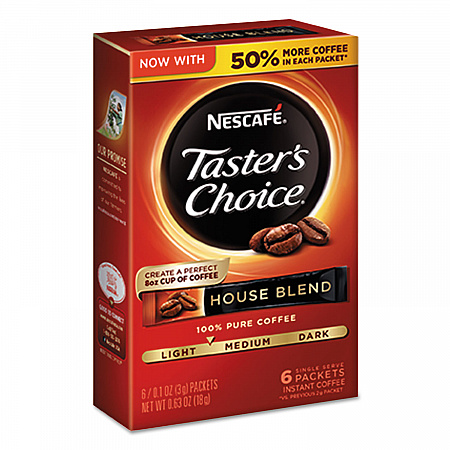 Taster's Choice House Blend Instant Coffee, 0.1oz Stick, 6/Box, 12 Boxes/Carton (32486)