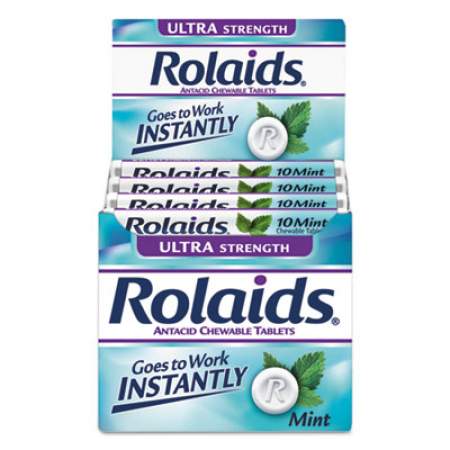 Rolaids Ultra Strength Antacid Chewable Tablets, Mint, 10/Roll, 12 Roll/Box (R10034)