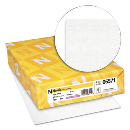 Neenah Paper CLASSIC Laid Stationery, 97 Bright, 24 lb, 8.5 x 11, Solar White, 500/Ream (06571)