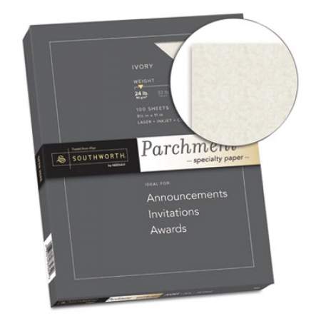 Southworth Parchment Specialty Paper, 24 lb, 8.5 x 11, Ivory, 100/Pack (P984CK336)