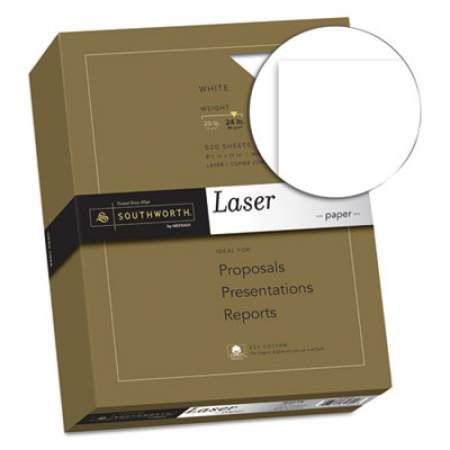 Southworth 25% Cotton Laser Paper, 95 Bright, 24 lb, 8.5 x 11, White, 500/Ream (3172410)