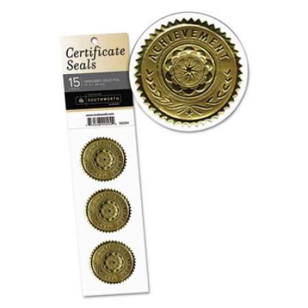Southworth Certificate Seals, 1.75" dia., Gold, 3/Sheet, 5 Sheets/Pack (99294)