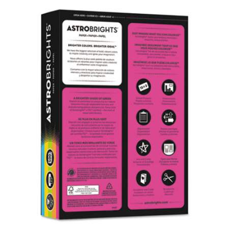 Astrobrights Color Paper -"Bright" Assortment, 24lb, 8.5 x 11, Assorted Bright Colors, 500/Ream (99608)