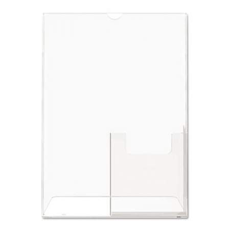 deflecto Superior Image Slanted Sign Holder with Front Pocket, 9w x 4.5d x 10.75h, Clear (590501)