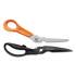 Fiskars Cuts+More Scissors, 9" Long, 3.5" Cut Length, Black/Orange Offset Handle (01005692)
