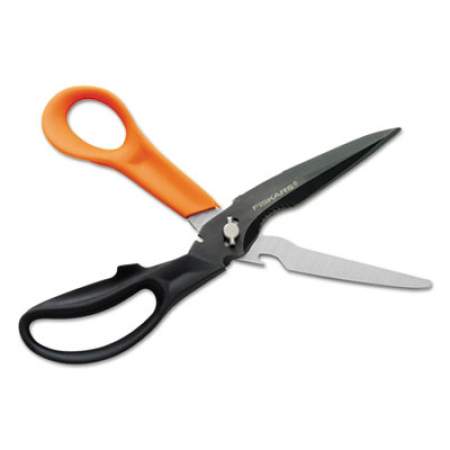 Fiskars Cuts+More Scissors, 9" Long, 3.5" Cut Length, Black/Orange Offset Handle (01005692)