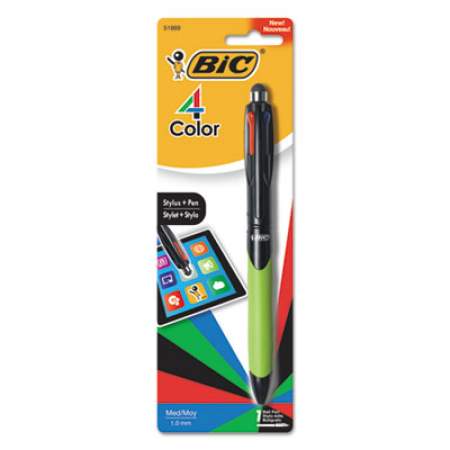 BIC 4-Color Stylus Ball Pen, Assorted (MMGSTP11)