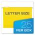 Pendaflex Extra Capacity Reinforced Hanging File Folders with Box Bottom, Letter Size, 1/5-Cut Tab, Yellow, 25/Box (4152X2YEL)